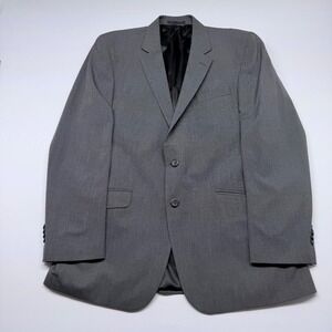 Kenneth Cole New York Mens 44R Grey Textured Two Button Blazer Suit Jacket LR805
